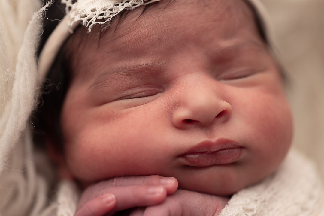 macro close up shot of newborn baby face