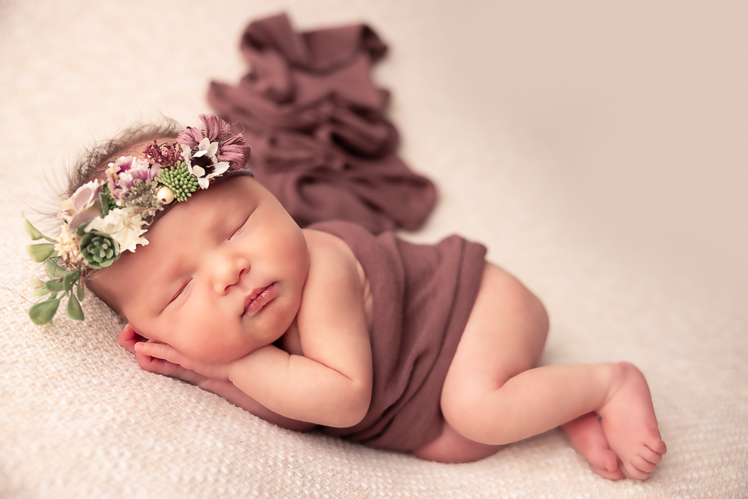 baby girl prayer pose in purples