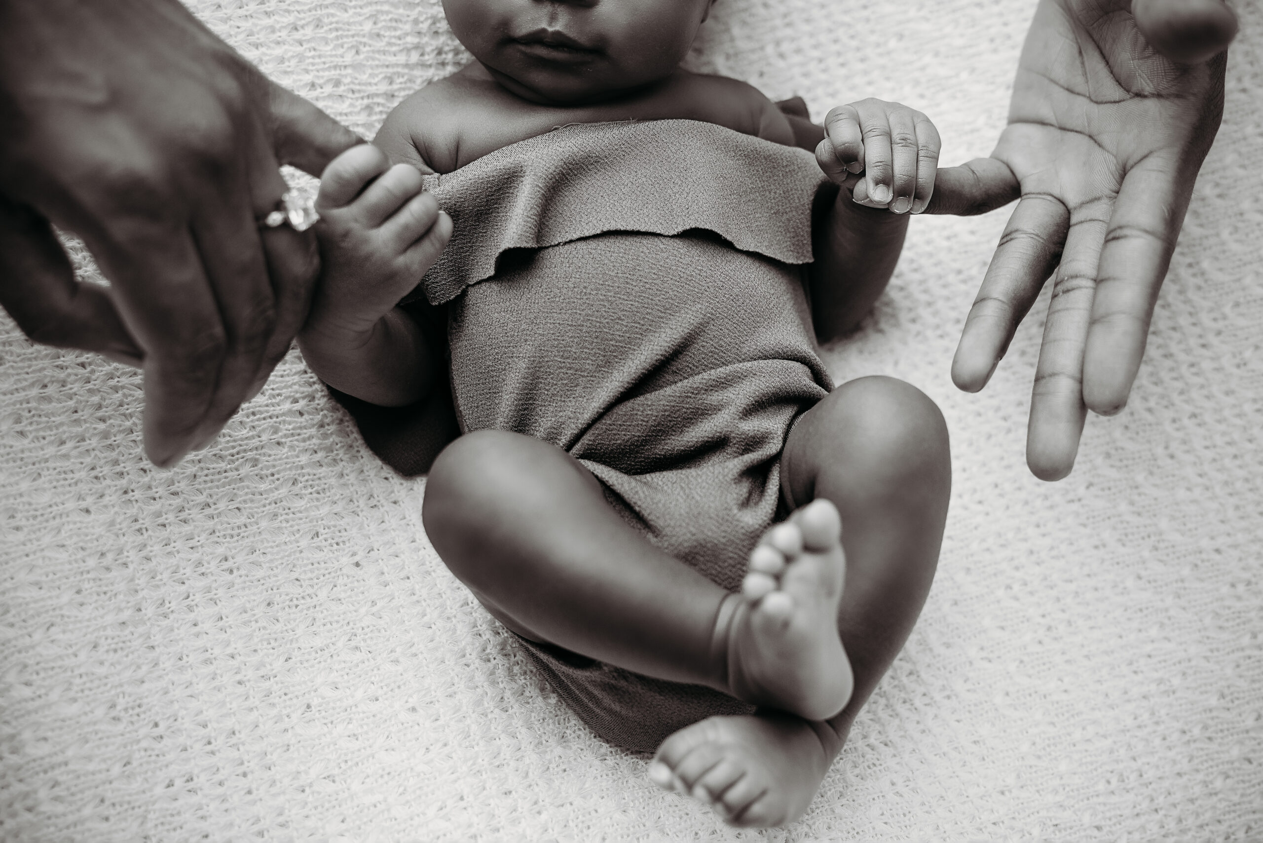 black and white photo of baby girl from columbus ohio